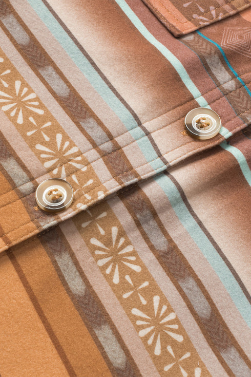 Geometric Print Fleece Button Down Shirt Jacket