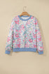 All Over Floral Print Round Neck Long Sleeve Top