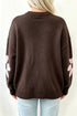 Floral Knit Round Neck Dropped Shoulder Sweater