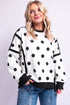 Polka Dot Patchwork Round Neck Baggy Sweatshirt