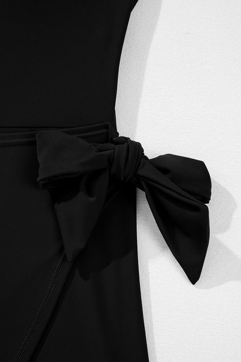 Exclusive Casual Square Neck Knotted One Piece Swimwear