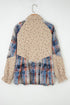 Bohemian Floral Plaid Patchwork Distressed Waffle Knit Shacket