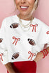 Polyester Sequin Rugby Bow Graphic Pullover Sweatshirt