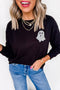Ghost Print Round Neck Regular Fit Long Sleeve Tee