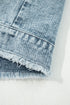 Casual Frayed Detail Button Flap Pocket Denim Vest