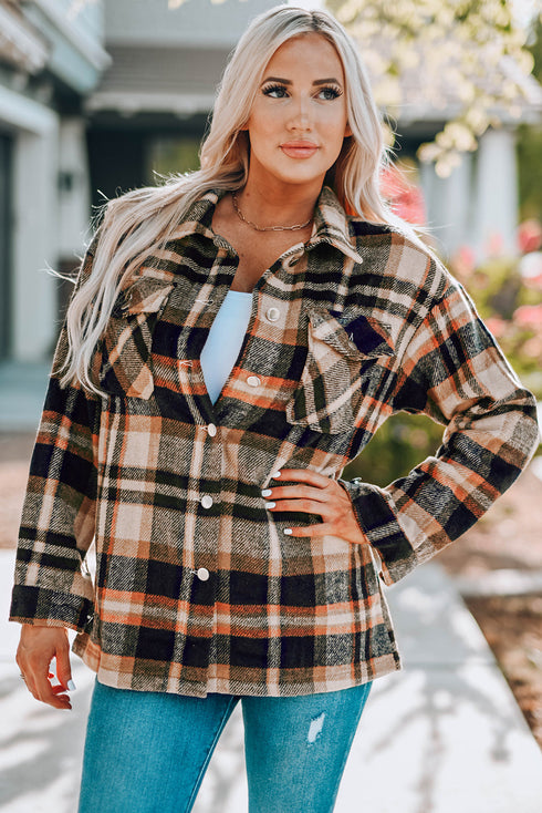 Relaxed Fit Brushed Plaid Button Down Shirt