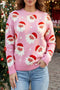 Cartoon Pattern Round Neck Dropped Shoulder Sweater