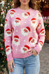 Cartoon Pattern Round Neck Dropped Shoulder Sweater