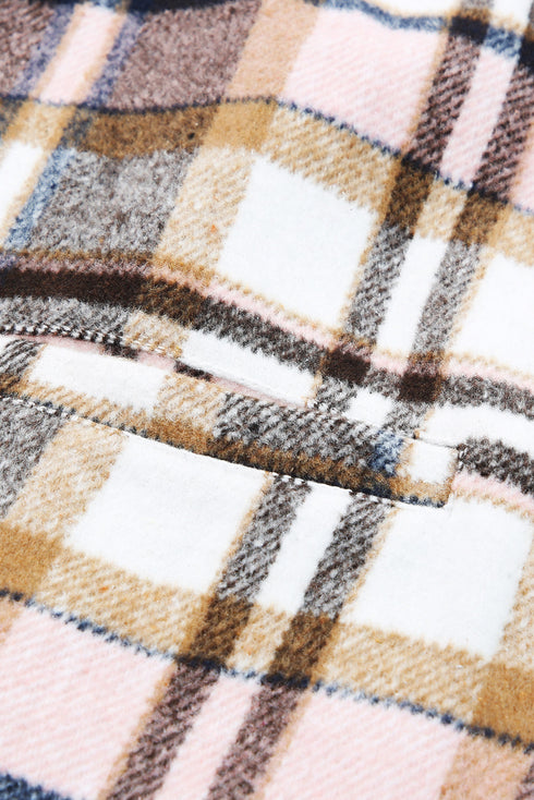 Modern Button Up Lapel Print Plaid Shacket