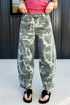 Camo Print Button Fly Straight Leg Ankle Length Jeans