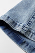 Acid Wash Exposed Seam Elastic Waist Wide Leg Jeans