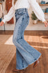 Acid Wash Pocket Detail Western Flare Jeans