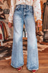 Acid Wash Pocket Detail Western Flare Jeans