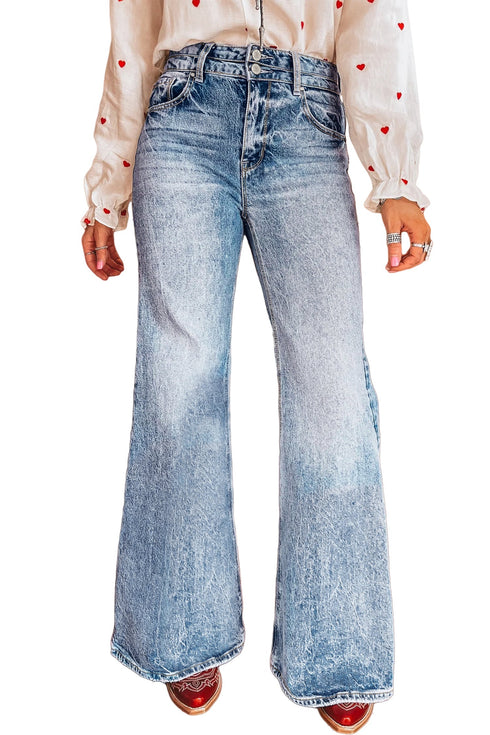 Acid Wash Pocket Detail Western Flare Jeans
