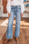 Acid Wash Pocket Detail Western Flare Jeans