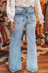 Acid Wash Pocket Detail Western Flare Jeans