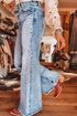Acid Wash Pocket Detail Western Flare Jeans