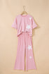 Acid Wash Star Applique Rolled Trim Pants Set