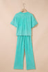 Acid Wash Star Applique Rolled Trim Pants Set