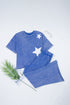 Acid Wash Star Applique Rolled Trim Pants Set