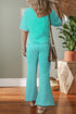 Acid Wash Star Applique Rolled Trim Pants Set