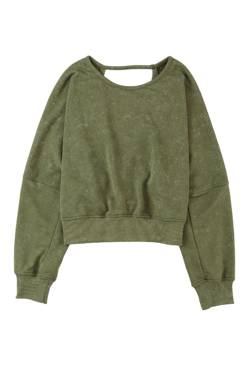 Acid Wash V-shape Open Back Sweatshirt