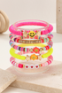 Acrylic Bead Smile Face Flower Stretch Bracelet Set