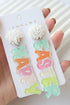 Acrylic Beaded Letter Graphic Statement Drop Earrings