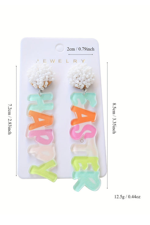 Acrylic Beaded Letter Graphic Statement Drop Earrings