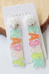 Acrylic Beaded Letter Graphic Statement Drop Earrings