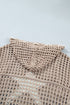 Acrylic Star Pattern Crochet Hooded Drawstring Sweater