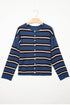 Acrylic Striped Pattern Drop Shoulder Button Cardigan