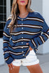 Acrylic Striped Pattern Drop Shoulder Button Cardigan