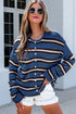 Acrylic Striped Pattern Drop Shoulder Button Cardigan