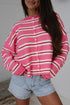 Acrylic Striped Pattern Drop Shoulder Button Cardigan
