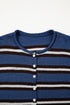 Acrylic Striped Pattern Drop Shoulder Button Cardigan