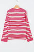 Acrylic Striped Pattern Drop Shoulder Button Cardigan