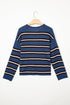Acrylic Striped Pattern Drop Shoulder Button Cardigan