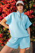 Active Athleisure Half Zip High Neck Tee Short Set