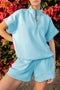 Active Athleisure Half Zip High Neck Tee Short Set