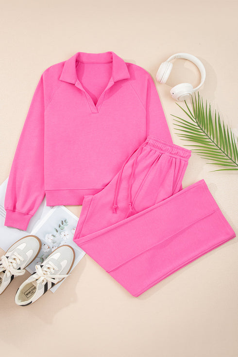 Active Collared Pullover And Central Seam Pant Set