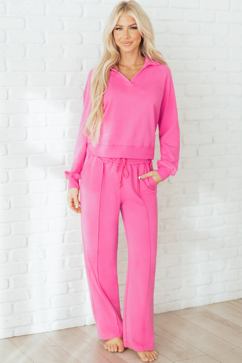 Active Collared Pullover And Central Seam Pant Set