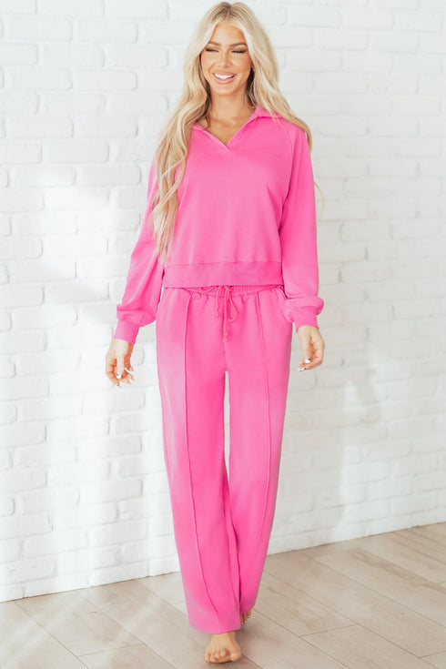 Active Collared Pullover And Central Seam Pant Set