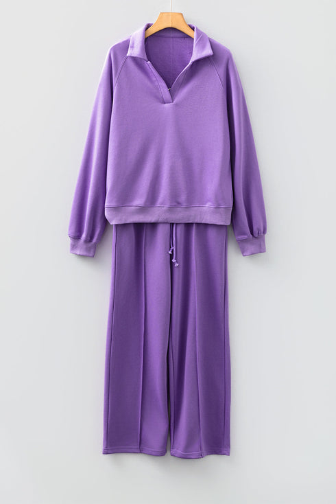 Active Collared Pullover And Central Seam Pant Set