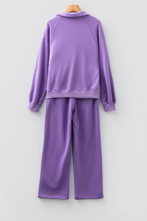 Active Collared Pullover And Central Seam Pant Set