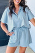 Active Half Zip Loose Short Sleeve Sweatshirt Short Sets