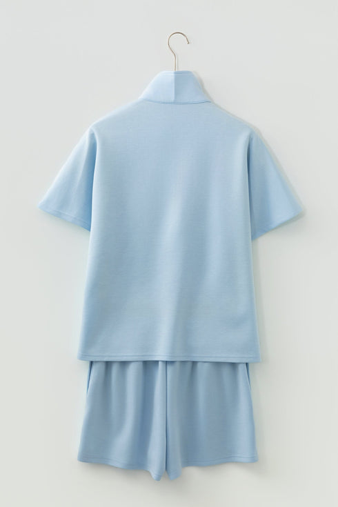 Active Half Zip Loose Short Sleeve Sweatshirt Short Sets