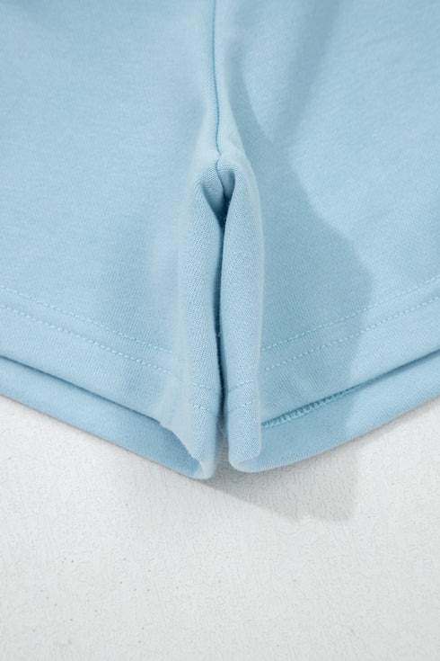 Active Loose Tee Drawstring Two Piece Short Sets