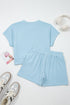 Active Loose Tee Drawstring Two Piece Short Sets