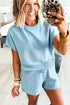 Active Loose Tee Drawstring Two Piece Short Sets